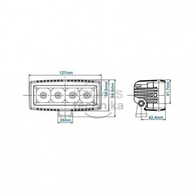 4" (10,1CM) "SINGLE ROW" SERIJOS ŽIBINTAS 20W FLOOD, PROL22 1