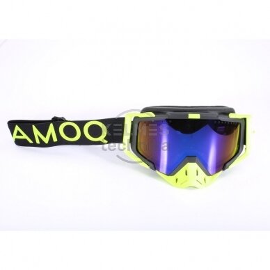 Akiniai AMOQ Aster Snow Goggles Black-HiVis Blue Mirror Mėlynas stiklas