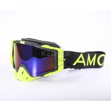 Akiniai AMOQ Aster Snow Goggles Black-HiVis Blue Mirror Mėlynas stiklas 1