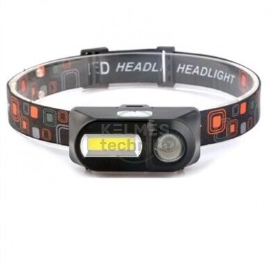 Pakraunamas LED žibintuvėlis ant galvos Sunlux, USB, 180lm+50lm