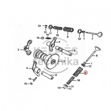 Vožtuvo spyruoklė KAYO A180 SPRING VALVE OUTER 101041-0055 Nr. 9